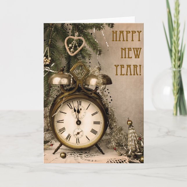 Cartes Pour Fêtes Annuelles Nouvelle année vintage (Devant)