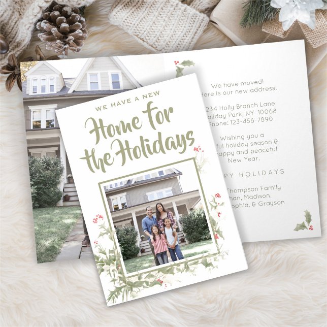 Cartes Pour Fêtes Annuelles Nouvelle Aquarelle Maison Holly 2 Changement d'adr (Créateur téléchargé)