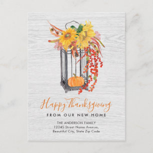 Cartes Pour Fêtes Annuelles Nouvelle Maison Déménagée Thanksgiving Floral Citr