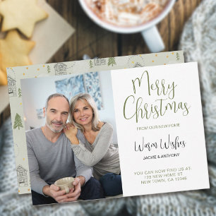 Cartes Pour Fêtes Annuelles Nouvelle maison et pin arbre Doodle photo vertical