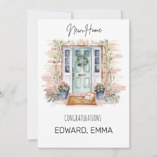 Cartes Pour Fêtes Annuelles Nouvelle Maison Félicitations Aquarelle Personnali