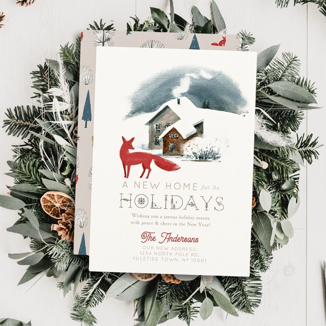 Cartes Pour Fêtes Annuelles Nouvelle maison Fox hiver de la maison Fox Noël (Créateur téléchargé)