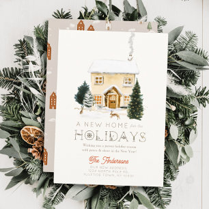 Cartes Pour Fêtes Annuelles Nouvelle maison Hares Winterscape Noël