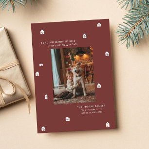 Cartes Pour Fêtes Annuelles Nouvelle maison moderne deux photo bordeaux Noël