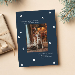Cartes Pour Fêtes Annuelles Nouvelle maison moderne deux photos Noël marine