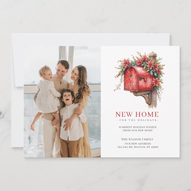 Cartes Pour Fêtes Annuelles Nouvelle maison Noël Boîte aux lettres Moving Phot (Devant)