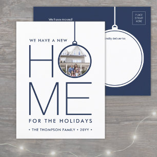 Cartes Pour Fêtes Annuelles Nouvelle maison Ornement de Noël Photo Marine Bleu