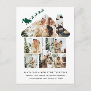 Cartes Pour Fêtes Annuelles Nouvelle maison photo collage vert Père Noël traîn