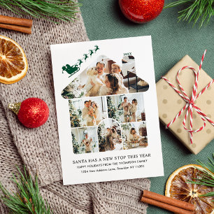 Cartes Pour Fêtes Annuelles Nouvelle maison photo collage vert traîneau du Pèr