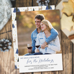 Cartes Pour Fêtes Annuelles Nouvelle maison pour les vacances Carré Photo Nouv