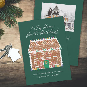 Cartes Pour Fêtes Annuelles Nouvelle maison pour les vacances Gingerbread Mais