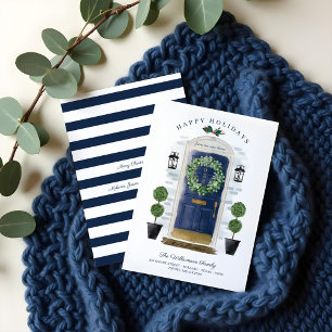 Cartes Pour Fêtes Annuelles Nouvelle maison pour les vacances Porte aquarelle 