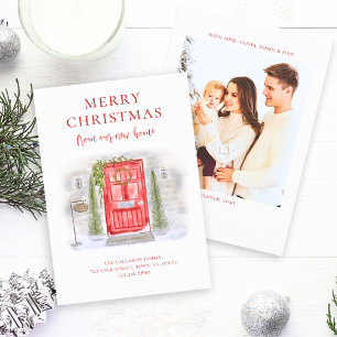 Cartes Pour Fêtes Annuelles Nouvelle maison pour les vacances Porte d'aquarell