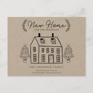 Cartes Pour Fêtes Annuelles Nouvelle maison pour les vacances Rustic Kraft