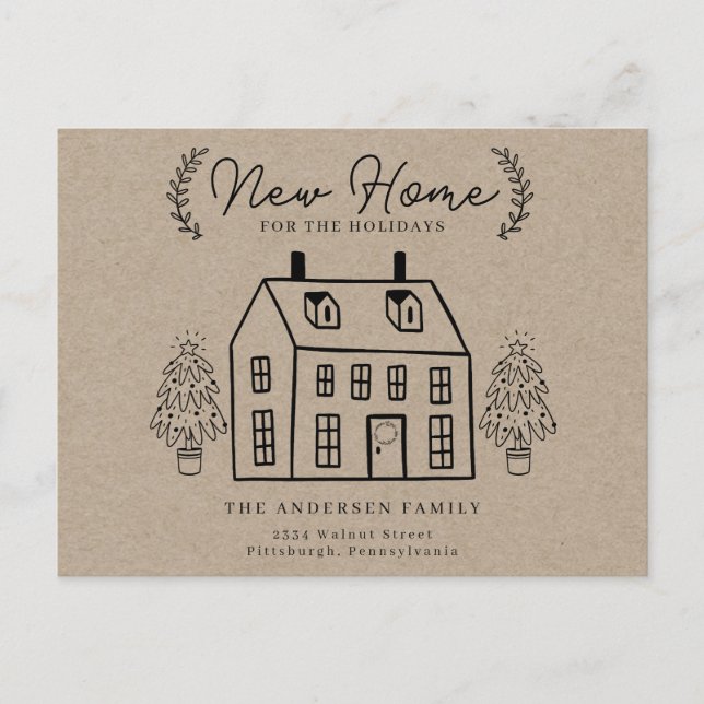 Cartes Pour Fêtes Annuelles Nouvelle maison pour les vacances Rustic Kraft (Devant)