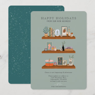 Cartes Pour Fêtes Annuelles Nouvelle Maison Vacances Shelf Green Moving Faire-