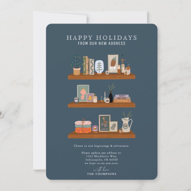 Cartes Pour Fêtes Annuelles Nouvelle maison Vacances Shelf Marine Moving Faire (Devant)