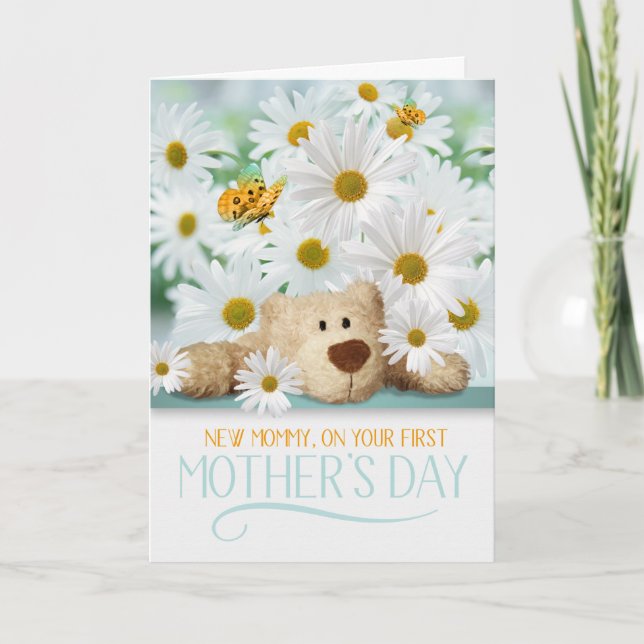 Cartes Pour Fêtes Annuelles Nouvelle maman Teddy Bear 1ère fête des mères (Devant)