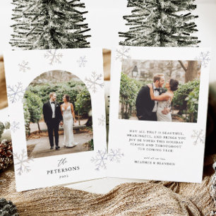 Cartes Pour Fêtes Annuelles Nouvelle mariée flocon de neige vacances photo arc