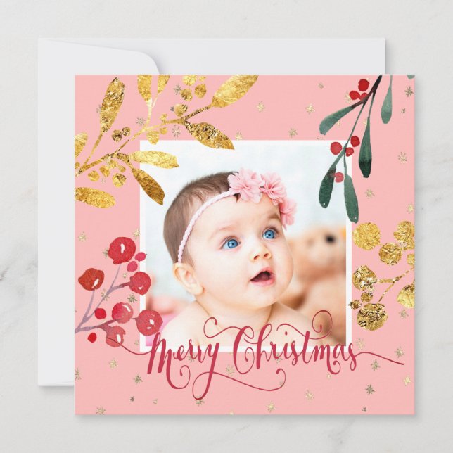 Cartes Pour Fêtes Annuelles nouvelle petite fille Joyeux Noël (Devant)