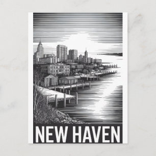 Cartes Pour Fêtes Annuelles Nouvelle vue panoramique de New Haven Connecticut 