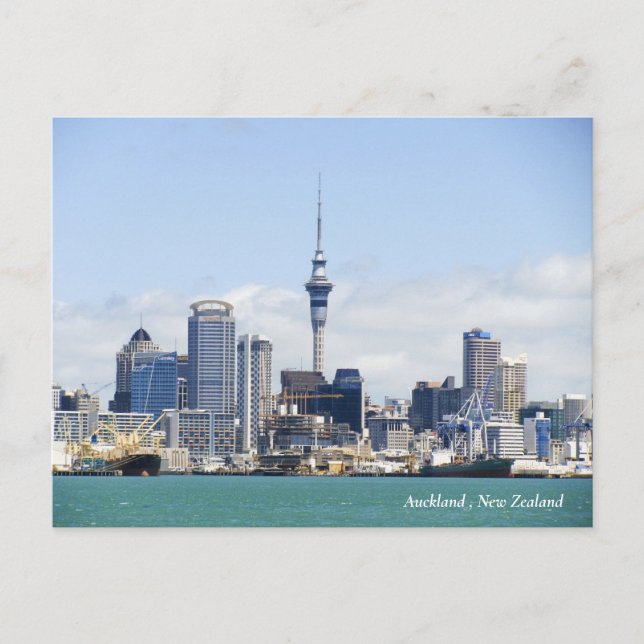 Cartes Pour Fêtes Annuelles Nouvelle-Zélande, Auckland, City Skyline (Devant)