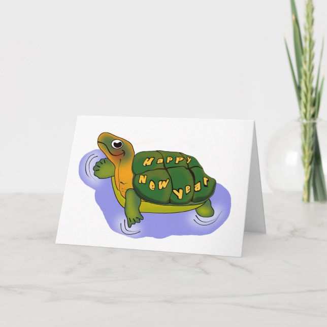 Cartes Pour Fêtes Annuelles Nouvelles années de tortue (Devant)