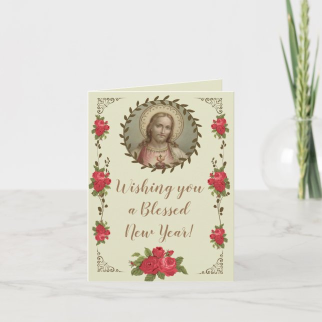 Cartes Pour Fêtes Annuelles Nouvelles années d'écriture sainte sacrée de coeur (Devant)