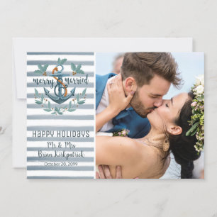 Cartes Pour Fêtes Annuelles Nouvelles mariées Mariage nautique MERRY ET MARIÉ