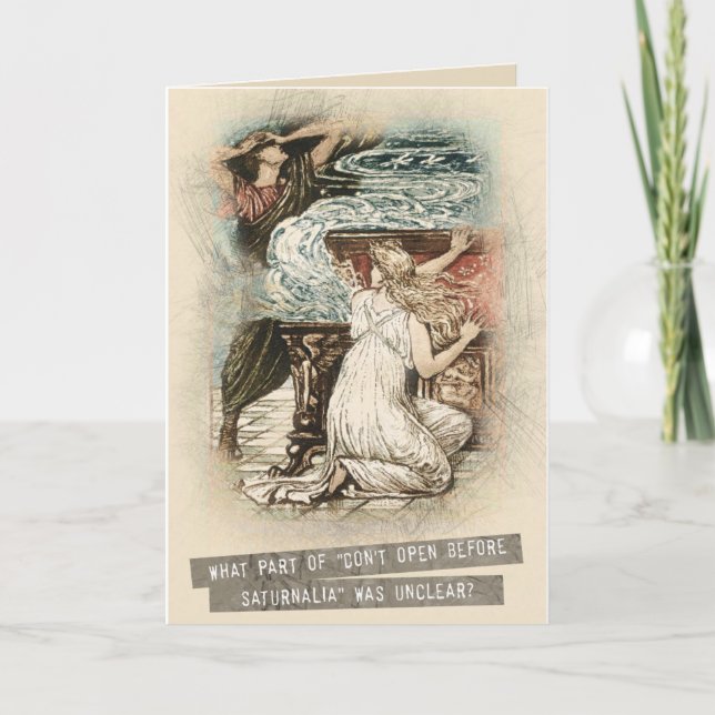 Cartes Pour Fêtes Annuelles N'ouvre pas avant Saturnalia ! (Devant)