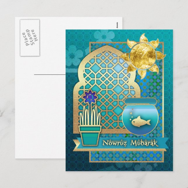 Cartes Pour Fêtes Annuelles Nowruz Mubarak. Persian New Year Postcards (Devant / Derrière)