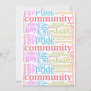 Cartes Pour Fêtes Annuelles Nuage de mots de la communauté arc-en-ciel LGBTQ+ 