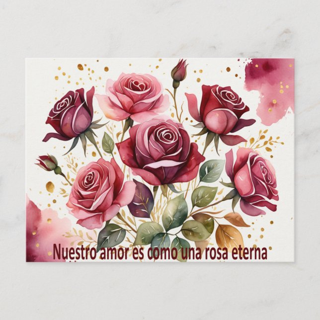 Cartes Pour Fêtes Annuelles Nuestro amor es como una rosa eterna (Devant)