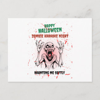 Cartes Pour Fêtes Annuelles Nuit de karaoké zombie – Soirée Halloween amusante
