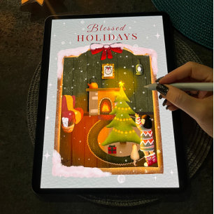 Cartes Pour Fêtes Annuelles Nuit de Noël Cosy