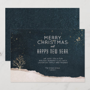 Cartes Pour Fêtes Annuelles Nuit de Noël élégante d'hiver Entreprise