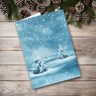 Cartes Pour Fêtes Annuelles Nuit de Noël étoilée bleue de Milou