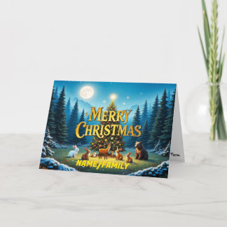 Cartes Pour Fêtes Annuelles Nuit de Noël magique en forêt