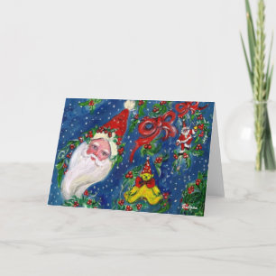 CARTES POUR FÊTES ANNUELLES NUIT DE NOËL MUSICALE / PÈRE NOËL AVEC JOUETS