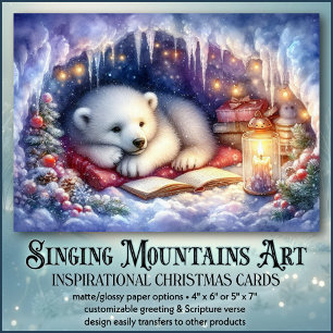 Cartes Pour Fêtes Annuelles Nuit de Noël silencieuse Ourson mignon & Livre Chr