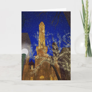 Cartes Pour Fêtes Annuelles Nuit d'hiver à la tour d'eau
