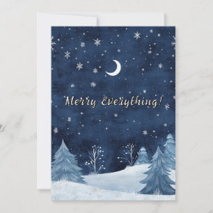 Cartes Pour Fêtes Annuelles Nuit d'hiver Aquarelle Noël