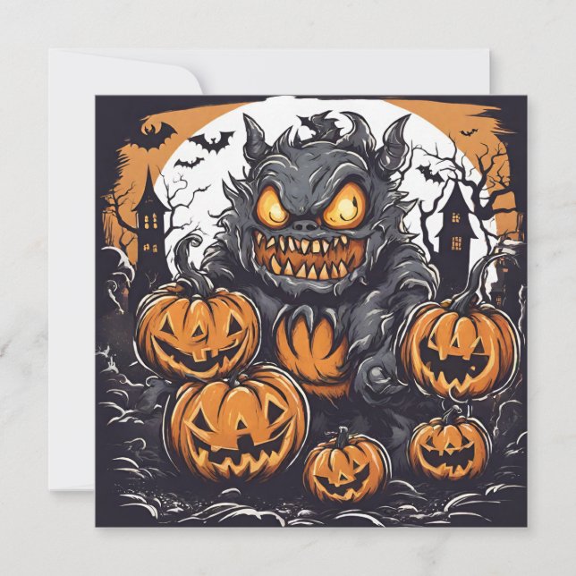Cartes Pour Fêtes Annuelles Nuit d'horreur d'Halloween (Devant)