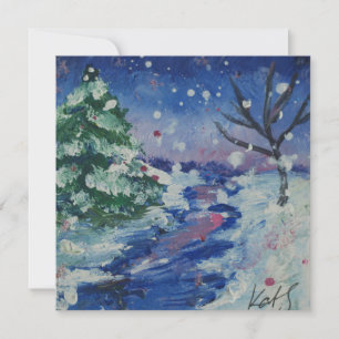 Cartes Pour Fêtes Annuelles Nuit enneigée