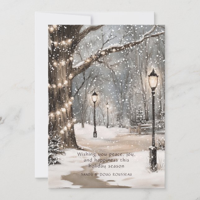 Cartes Pour Fêtes Annuelles Nuit enneigée de Noël (Devant)