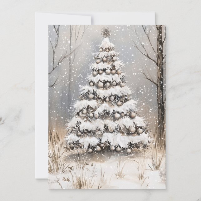 Cartes Pour Fêtes Annuelles Nuit enneigée de Noël (Devant)