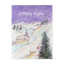 Nuit étoilée dans l'aquarelle de Noël de neige