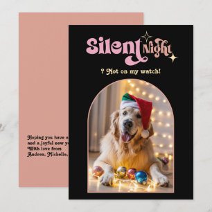 Cartes Pour Fêtes Annuelles Nuit Glamour Drôle Photo Rétro de Noël de Chien de