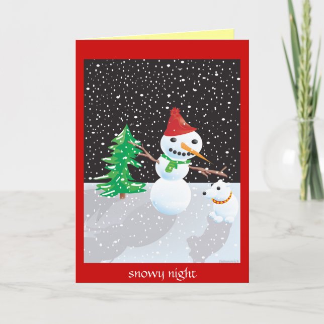 Cartes Pour Fêtes Annuelles nuit neigeuse (Devant)