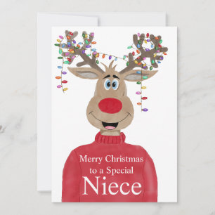 Cartes Pour Fêtes Annuelles Nuit Reindeer Noël personnalisable